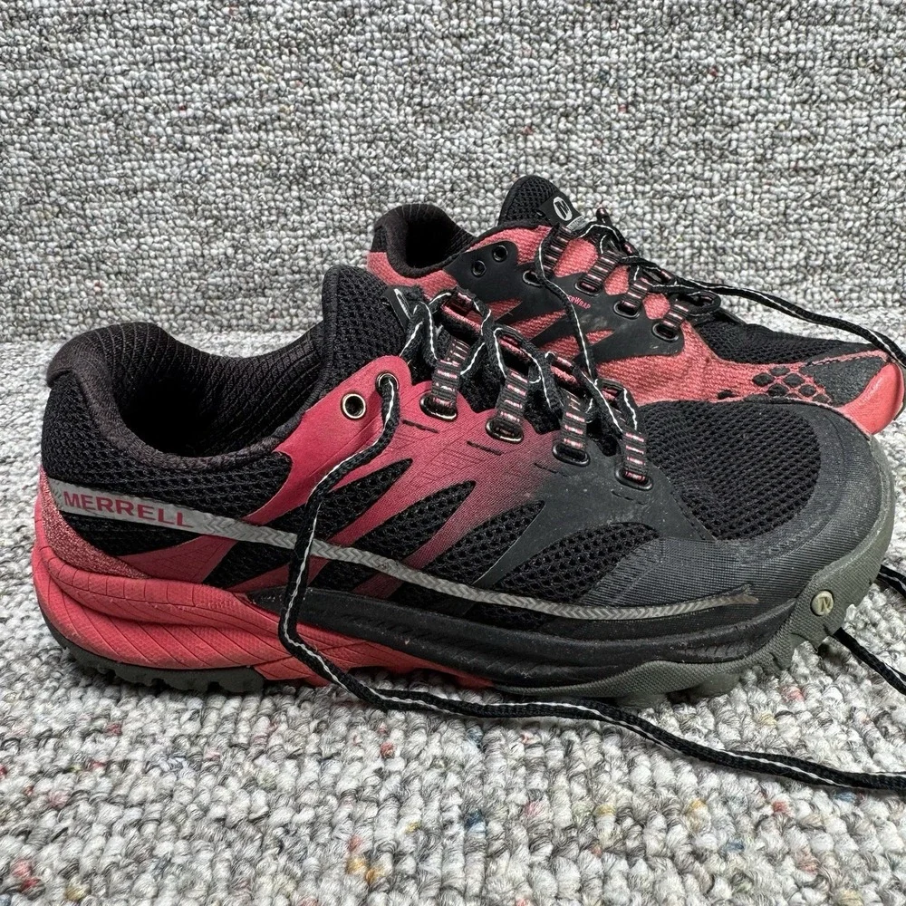 Merrell Shoes Womens 8 All Out Charge Trail Running Hiking Black Red J03962